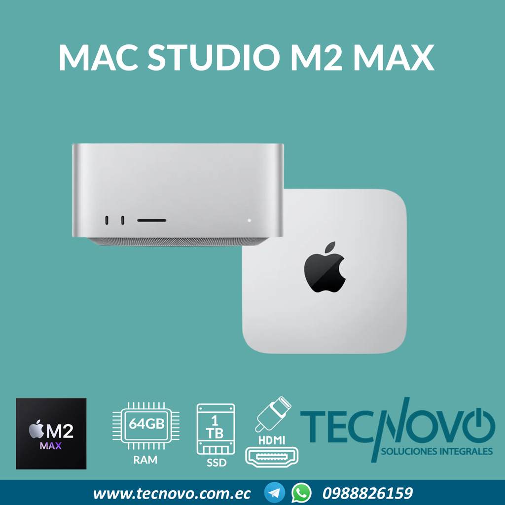 Computador Apple Mac Studio M2 MAX 12core Chip 30core GPU 64GB 1TB SSD TECNOVO SOLUCIONES